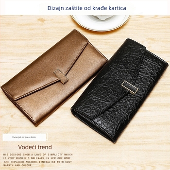 Ditilanli LANL-2257 RFID-blokirajući dugi ženski novčanik od prave teleće kože, višenamjenski