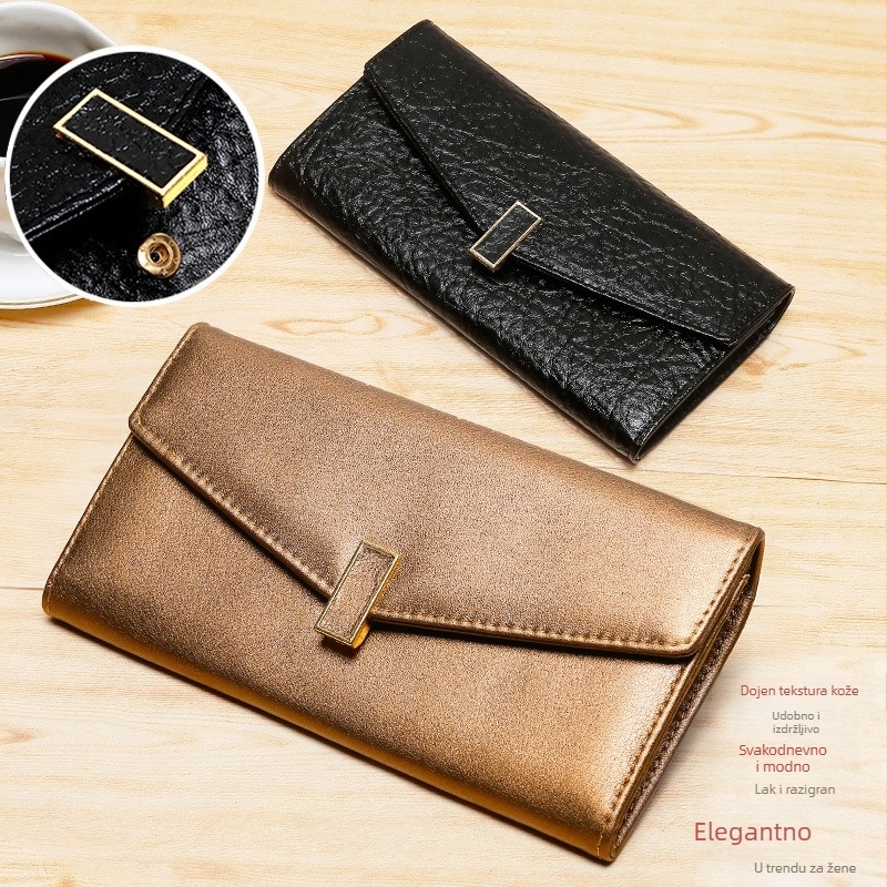 Ditilanli LANL-2257 RFID-blokirajući dugi ženski novčanik od prave teleće kože, višenamjenski