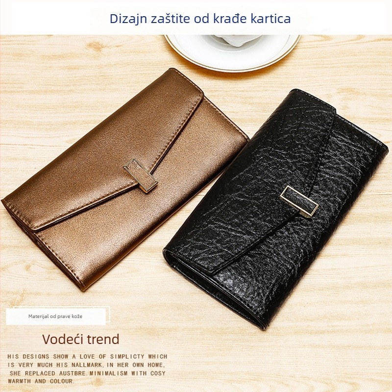 Ditilanli LANL-2257 RFID-blokirajući dugi ženski novčanik od prave teleće kože, višenamjenski