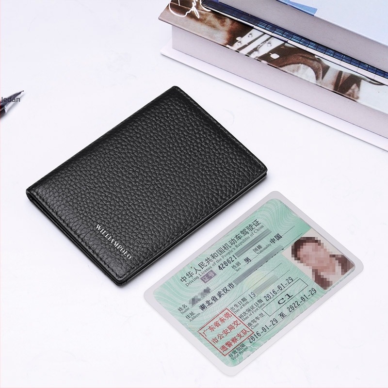 Muški kožni držač kartica - prvi sloj teleće kože, jednobojni, poslovni stil