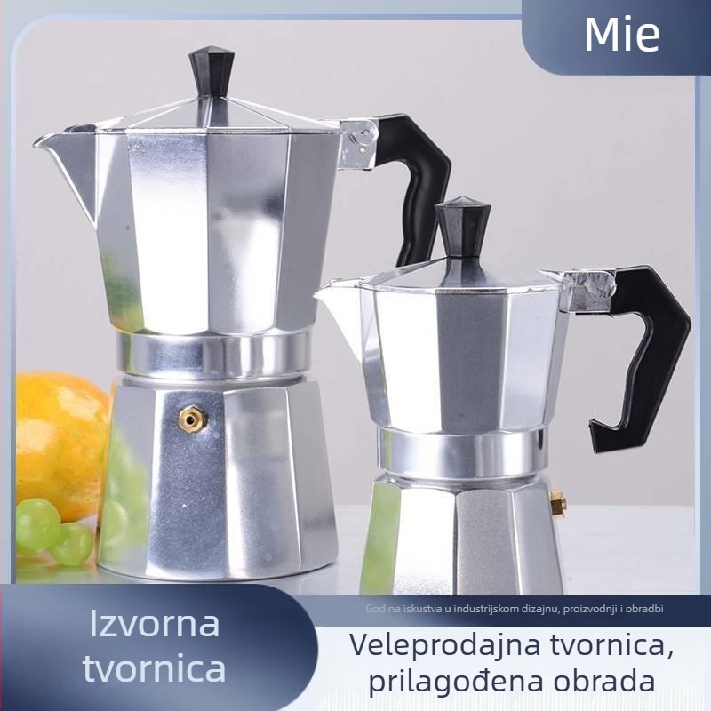 Meng moka lonac s dvostrukim ventilom, aluminijski osmerokutni model