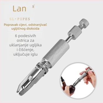 Čistač ugljika za lulu s podesivim škrabom za upaljač, igla s bušilicom, 6 oštrica