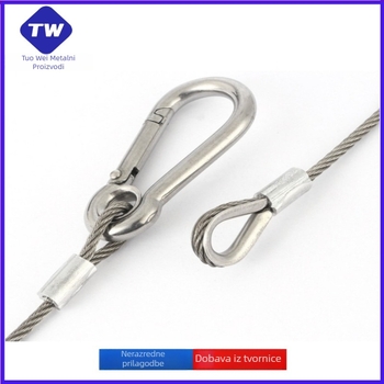 Galvanizirani kabel za ovješ rasvjetnog tijela, dvostruko uvijen, višestruka vlakna, SIRO raspored, desno okretan, nosivost 2000, za sigurnost prilikom ovjesa/sprečavanja pada – Kod 20233-20