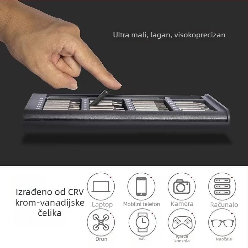 25-dijelni set višenamjenskih kućnih odvijača sa posebno oblikovanim glavama za rastavljanje računala i mobitela