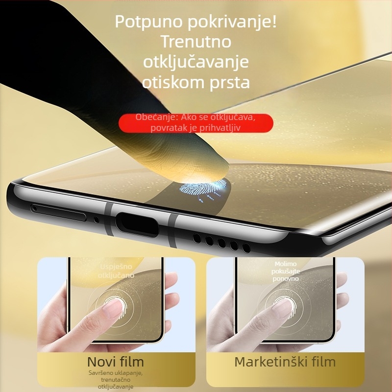 S26 Ultra Zaštita Zaslona od Kaljenog Stakla – 0.18 mm, Front Membrane, Otključavanje otiskom prsta, Anti-Peep, za Samsung