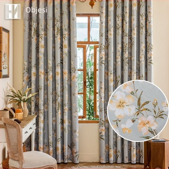 Poliester zavjesa s floralnim uzorkom, visoko zatamnjivanje 71-90%, pogodna za radnu sobu, blagovaonu, ulaz, balkon, poslovne prostore