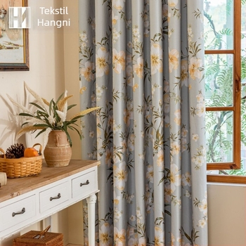 Poliester zavjesa s floralnim uzorkom, visoko zatamnjivanje 71-90%, pogodna za radnu sobu, blagovaonu, ulaz, balkon, poslovne prostore