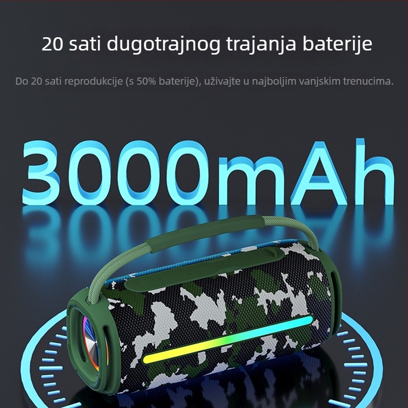 Bežični Bluetooth zvučnik s LED osvjetljenjem, dvostruki zvučnik, IPX6 vodootporan, izlaz 20W, ugrađena baterija 2000–4000 mAh
