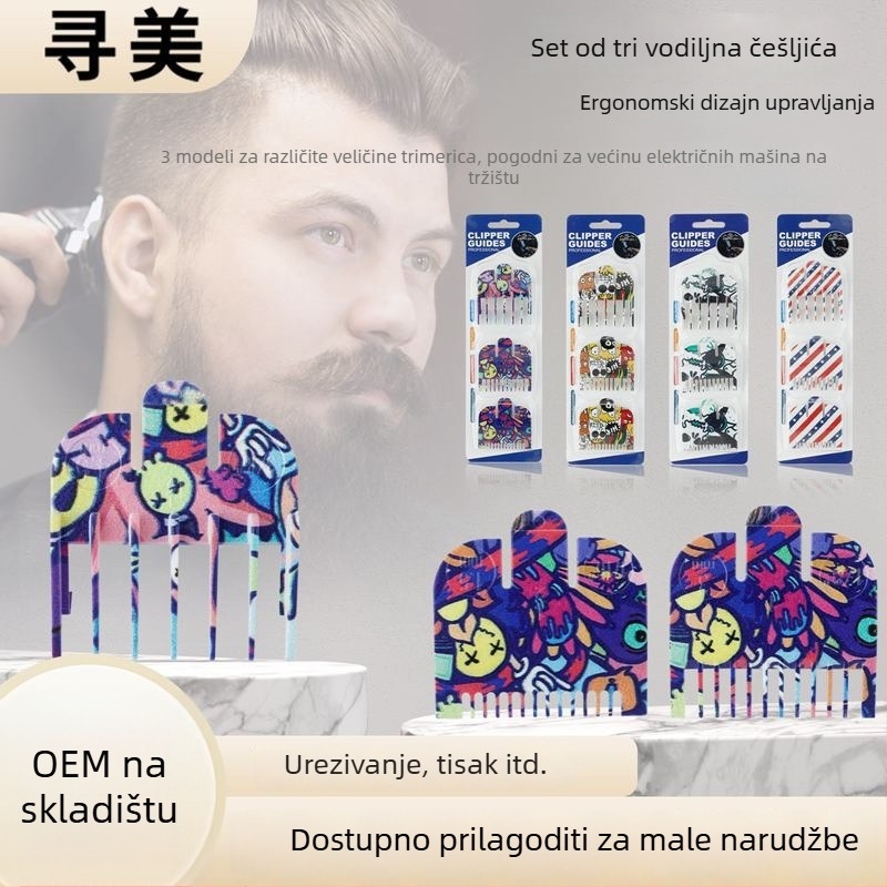 3-dijelni set ograničavajućih nastavaka za šišanje kose, ABS materijal, kompatibilno s električnim kliperima