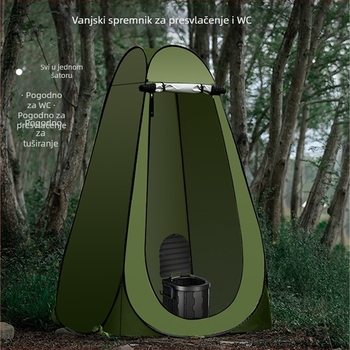 Vanjska prenosna brza otvarača šator za tuš i presvlačenje, jednosobni raspored, vodootporan <1000 mm, 170T srebrna poliester tkanina, prilagodljiva