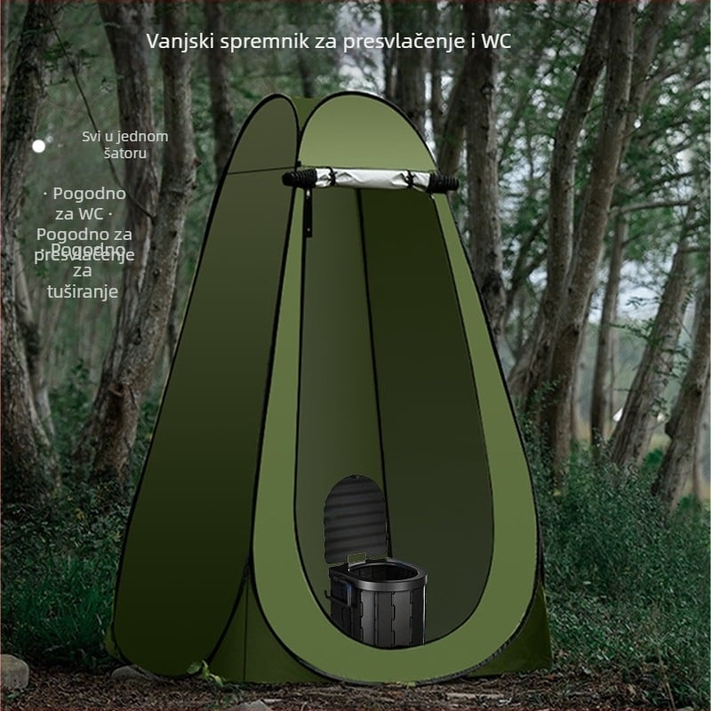 Vanjska prenosna brza otvarača šator za tuš i presvlačenje, jednosobni raspored, vodootporan <1000 mm, 170T srebrna poliester tkanina, prilagodljiva