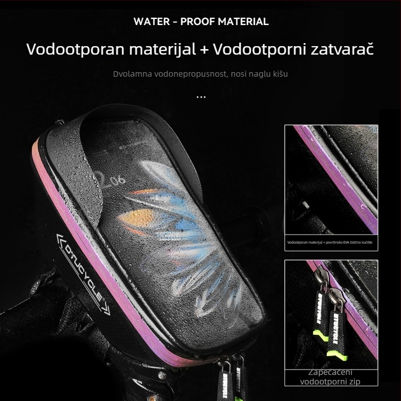 Dtucycle EVA čvrsta torba za upravljač bicikla, vodootporna, reflektirajuća, džep za telefon s osjetljivim dodirnim zaslonom