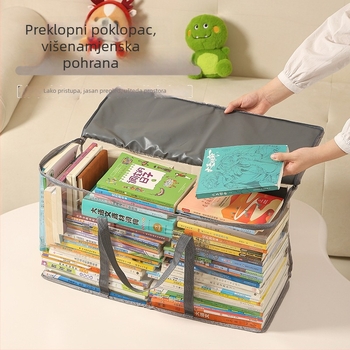 Torbica za skladištenje od tkanine s PVC premazom, sklopiva i prijenosna, 80 L kapaciteta, za knjige, časopise i ostale predmete.