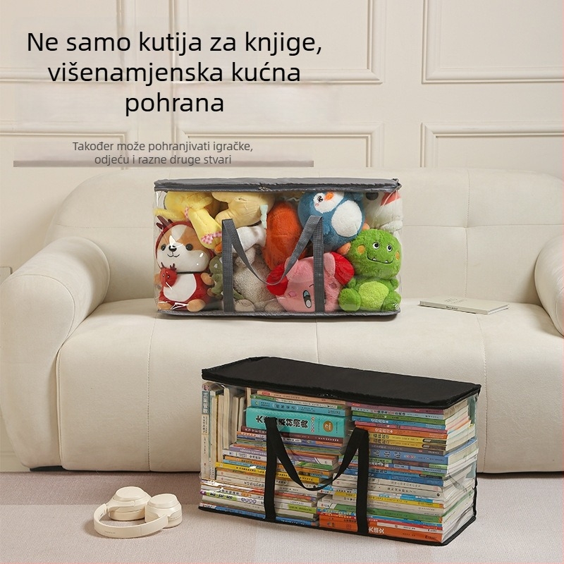 Torbica za skladištenje od tkanine s PVC premazom, sklopiva i prijenosna, 80 L kapaciteta, za knjige, časopise i ostale predmete.