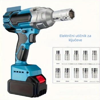 Bežični set udarača, 1/2 inča pogon, metrički set utičnica, 10 komada