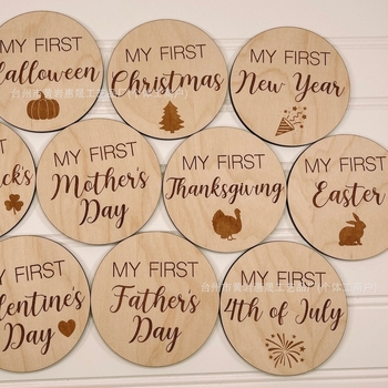 Drvena pločica za važne trenutke djeteta za fotografiranje, od bukova drva, modern stil