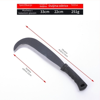 Poljoprivredna mačeta s dvostrukom namjenom za podrezivanje i rezanje, oštrica od volframskog čelika