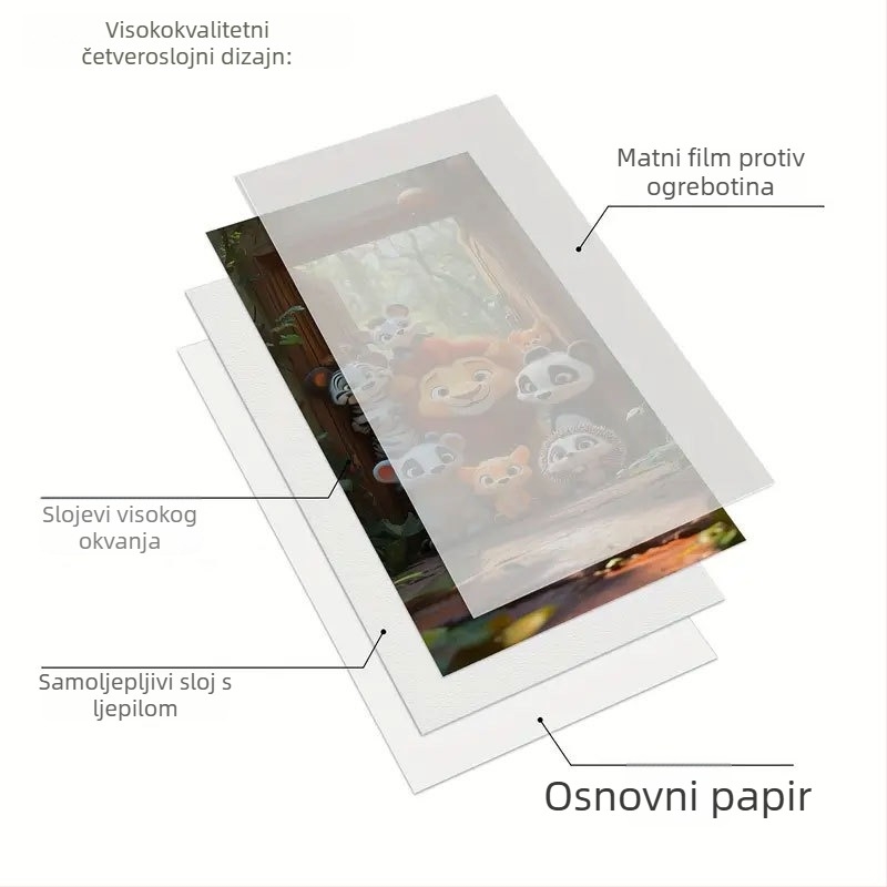 Zidna naljepnica-mural s crtanom dizajnom, PVC materijal, samoljepljiva, sjajna i vodootporna