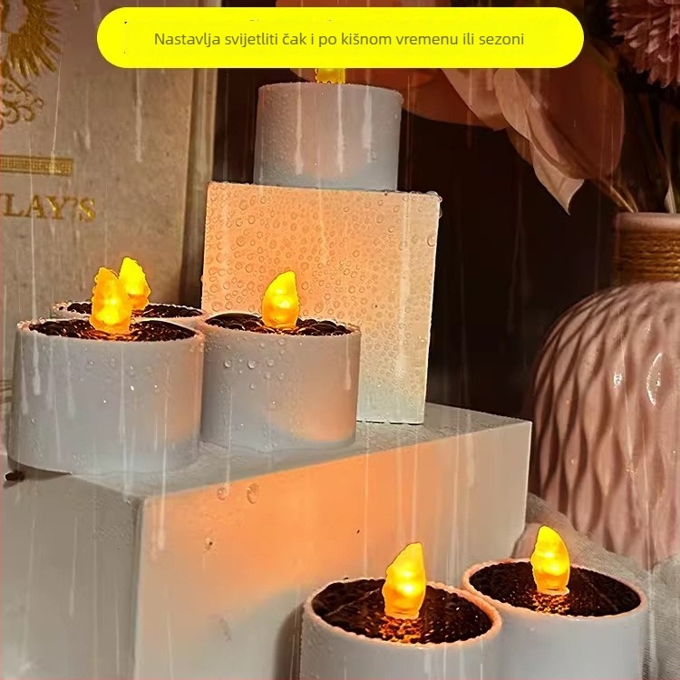 Solarna LED svijeća, cilindrično ABS tijelo, tiskano logo OK