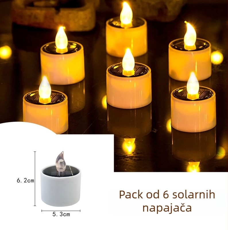 Solarna LED svijeća, cilindrično ABS tijelo, tiskano logo OK