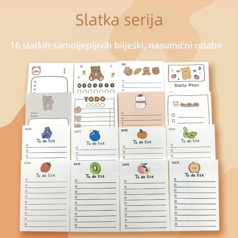 Prijenosni set samoljepljivih bilježnica za učenike i ured, dnevnik samodiscipline, 50 listova, oblik papirnate cigle, offset papir dvostrani, šifra proizvoda 0613-01