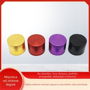 Jednokratni mlin za cigarete od cinkove legure, sjajna ravna konstrukcija, četiri razine, otisak logotipa