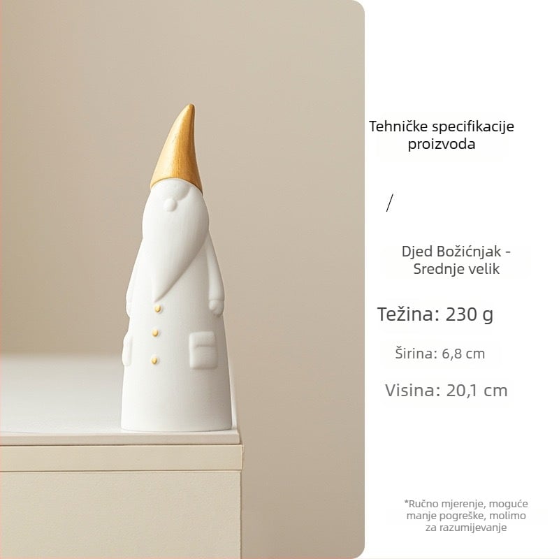 Porcelanska vaza s Djedom Mrazom, nordijski božićni dekor, moderni minimalistički stil, marka A search for ceramics