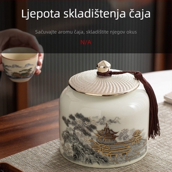 Keramička kutija za čaj s glaziranim premazom, novi kineski stil, pogodna kao poslovni dar