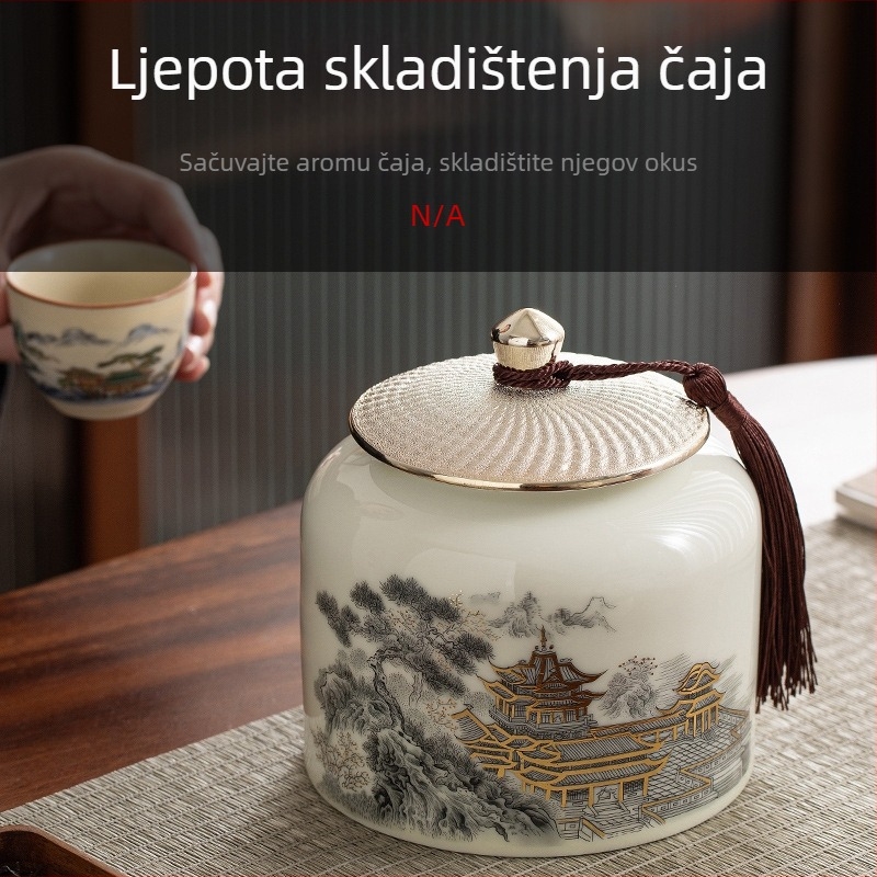 Keramička kutija za čaj s glaziranim premazom, novi kineski stil, pogodna kao poslovni dar