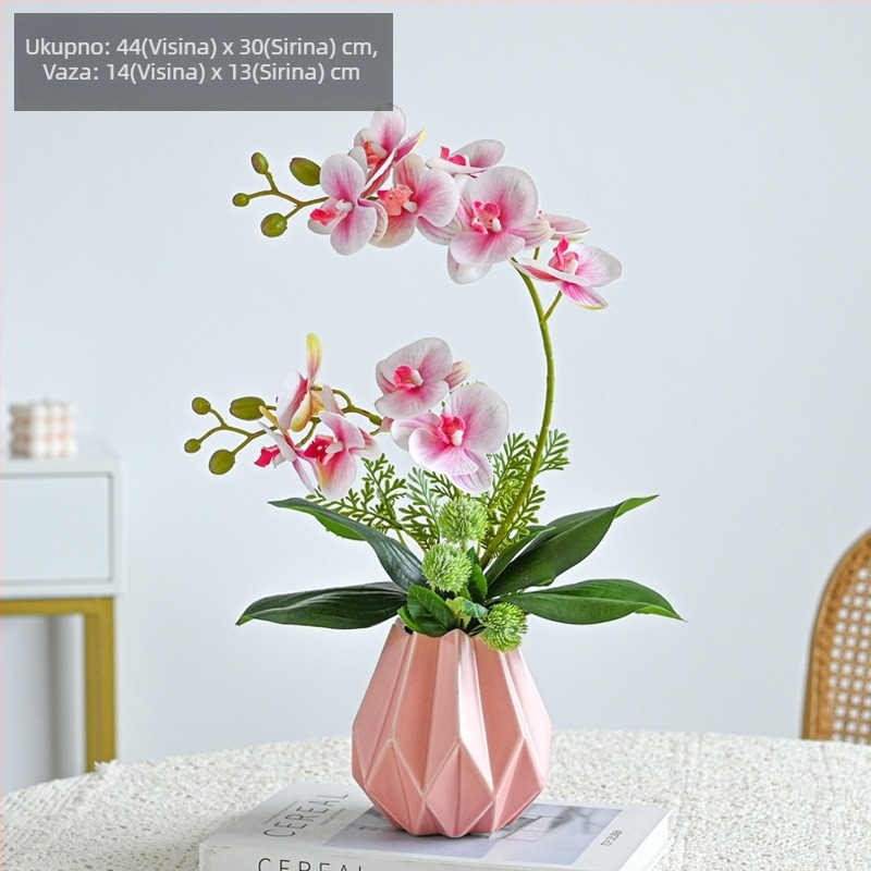 Umjetna Phalaenopsis orhideja za dnevni boravak, svila cvijet, dekorativna cvjetna kompozicija