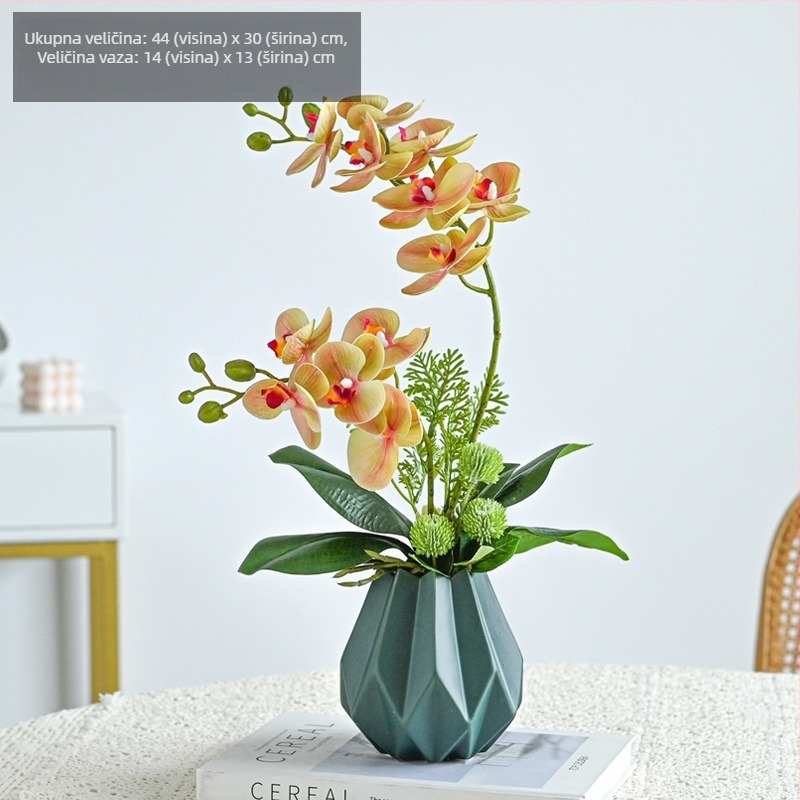 Umjetna Phalaenopsis orhideja za dnevni boravak, svila cvijet, dekorativna cvjetna kompozicija
