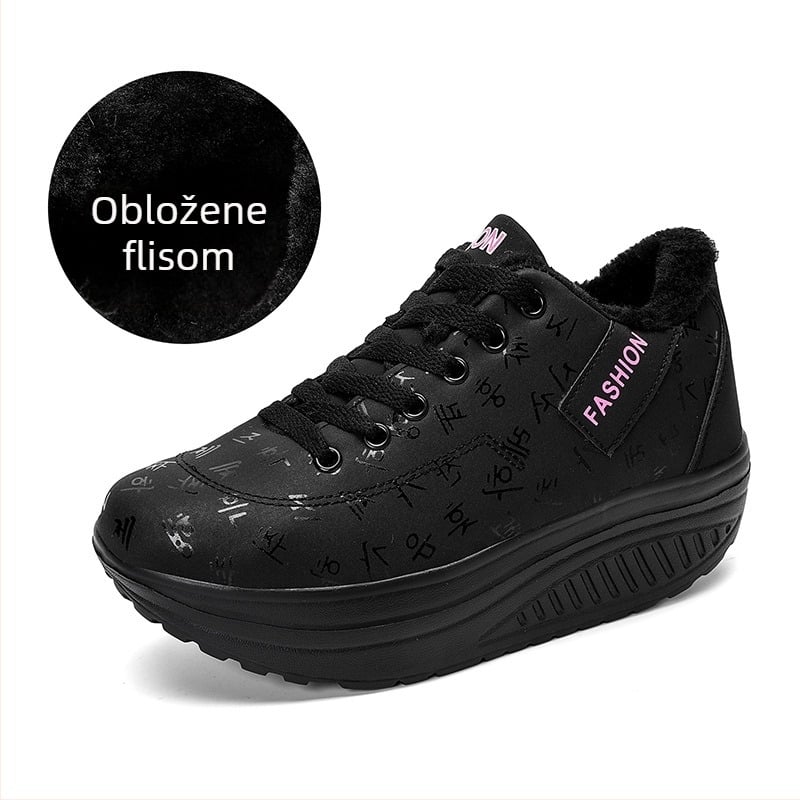 Zimske ženske cipele od pamuka sa gornjim dijelom od umjetne kože i srednjim visinom potpetice 3–5 cm