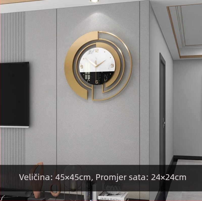 YH203 Okrugli zidni sat – tih rad sekundnog pokreta, baterijsko napajanje, kazaljke + brojevi, lagani luksuzni moderni dekor dnevnoj sobi, spavaćoj sobi, uredu