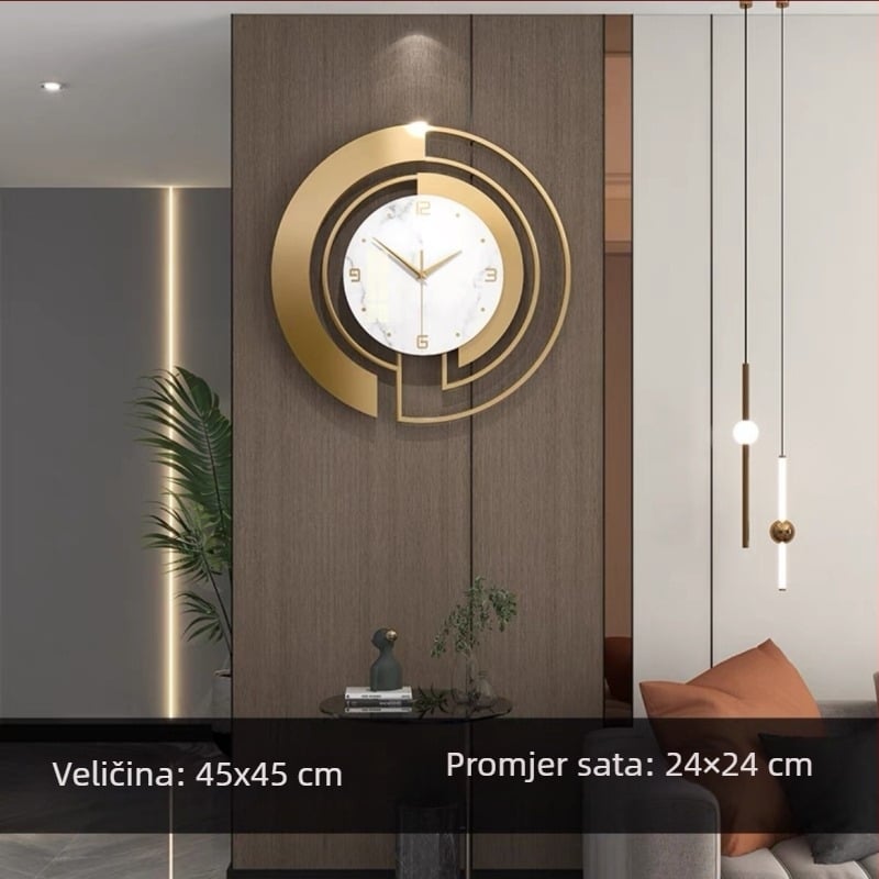 YH203 Okrugli zidni sat – tih rad sekundnog pokreta, baterijsko napajanje, kazaljke + brojevi, lagani luksuzni moderni dekor dnevnoj sobi, spavaćoj sobi, uredu