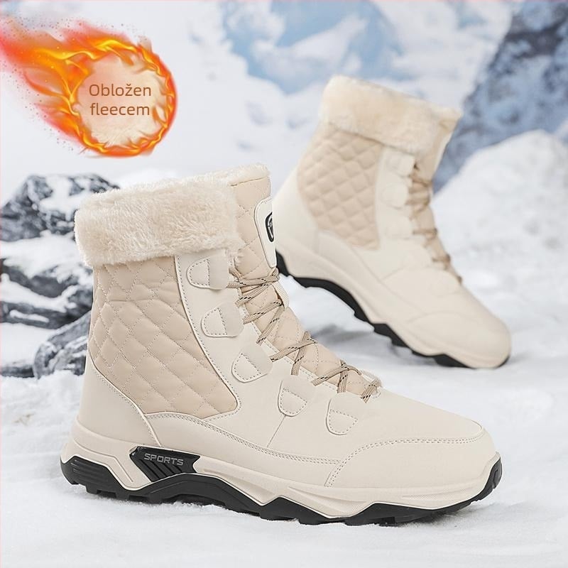 Snježne čizme s motivom lubanje, vezanje, pamukova podstava, okrugli vrh prsta, ultra visoke pete (>8 cm)