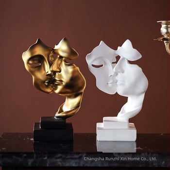 Figura – apstraktni par, koji ljubi lice, od smole, Runzhixin, moderan minimalistički stil, poklon za vjenčanje ili rođendan
