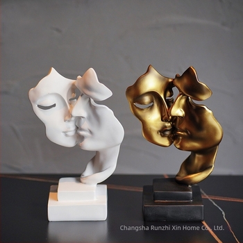Figura – apstraktni par, koji ljubi lice, od smole, Runzhixin, moderan minimalistički stil, poklon za vjenčanje ili rođendan