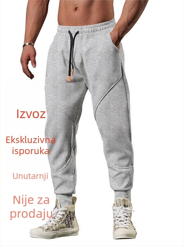 Muške jogger hlače s fleece podstavom, duljina 9/10, srednji podizni pojas s remenom i kopčom, materijal poliester