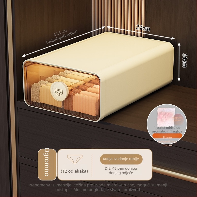 Kutija za pohranu donjeg rublja, ladica-stil, plast od pšeničnih vlakana, 18L, model 50303s, otporna na insekte