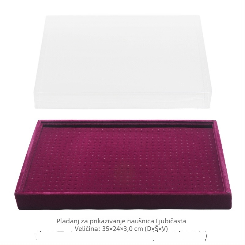 Drveni spremnik za nakit za naušnice, 600 rupa, izložbeni pladanj s poklopcem protiv prašine