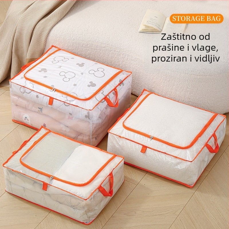 Kockasta vreća za skladištenje deke od PVC mreže, velika kapaciteta, višenamjensko skladištenje za spavaću sobu