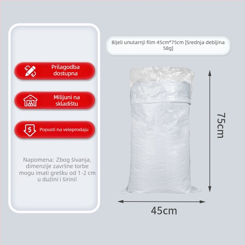 Kompozitna tkana vrećica – Laminirane dvostruke vreće za hranu, vrećica s otvorom, višebojni tisak, nosivost 100