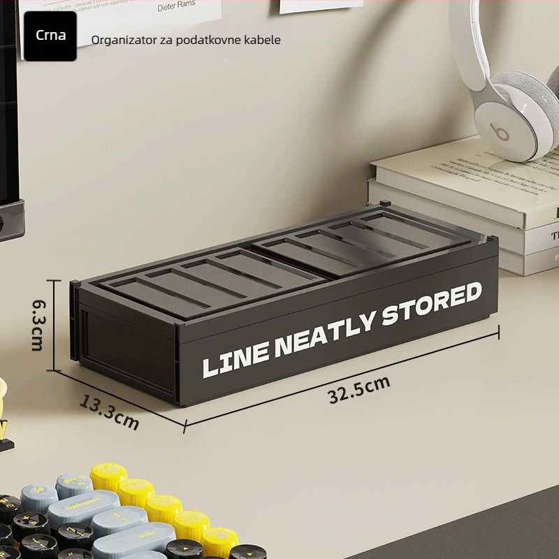 Kutija za organiziranje kablova za stolni dio - može se slagati, s poklopcem, kapaciteta 2 L