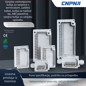 Vanjska vodootporna kutija za spojeve s 6P terminalnim blokom, kabelskim brtvama i ABS plastičnim kućištem