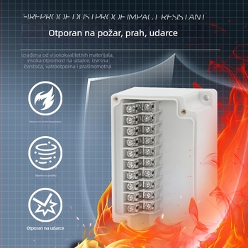 Vanjska vodootporna kutija za spojeve s 6P terminalnim blokom, kabelskim brtvama i ABS plastičnim kućištem