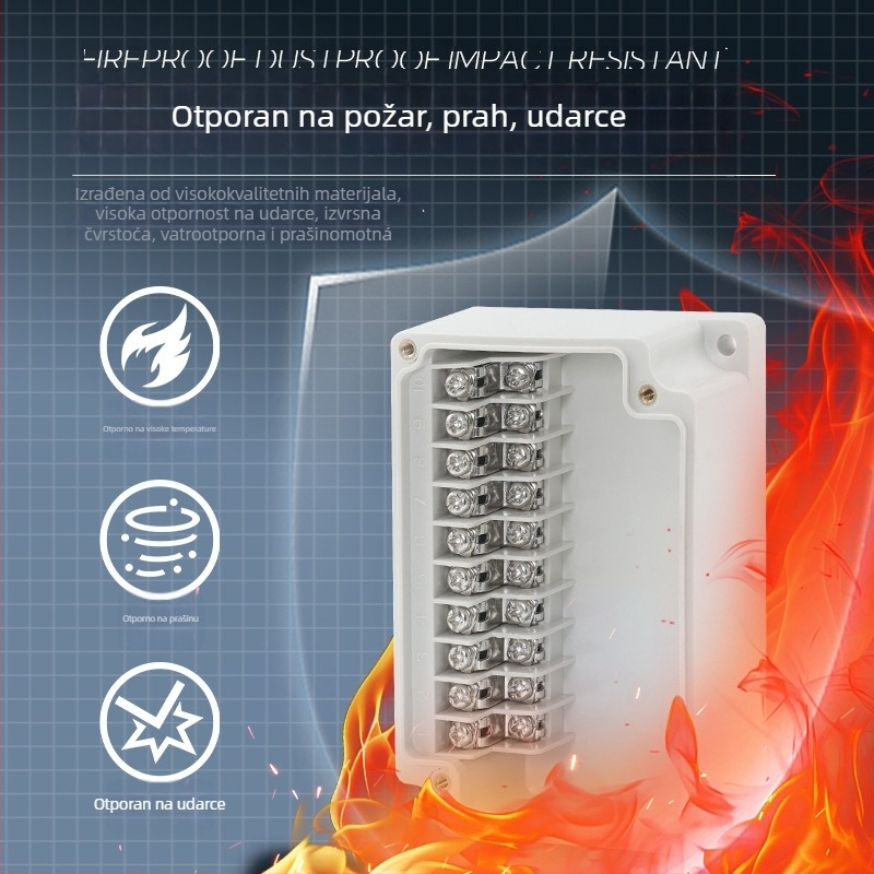 Vanjska vodootporna kutija za spojeve s 6P terminalnim blokom, kabelskim brtvama i ABS plastičnim kućištem