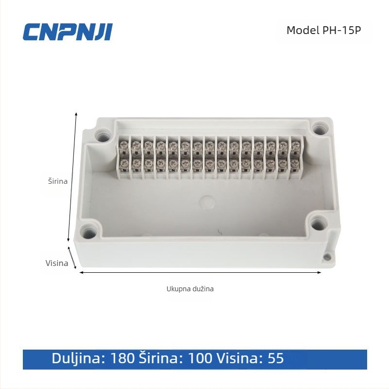 Vanjska vodootporna kutija za spojeve s 6P terminalnim blokom, kabelskim brtvama i ABS plastičnim kućištem