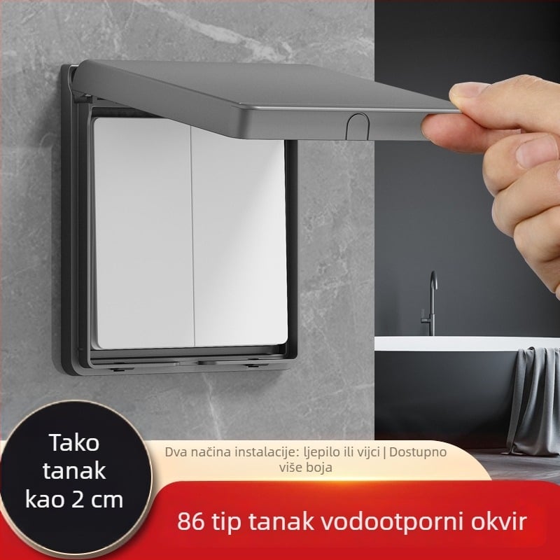 86-typ ultra-tanki kupaonski vodootporni poklop za prekidače i utičnice, ljepilo za montažu, PC kućište (Ouben)