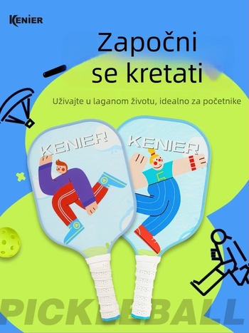Raketa za pickleball od staklenih vlakana, za unutarnju i vanjsku upotrebu, prilagodljiva; težina 280 g (jedan udarac) ili 760 g (komplet); brend Kenier