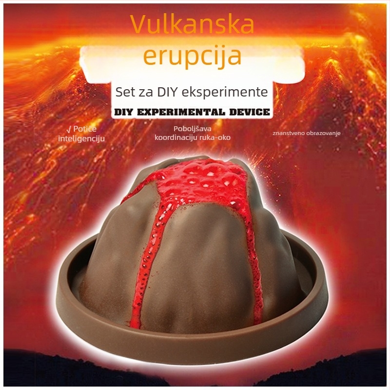 DIY set znanstvenih eksperimenata eruptirajućeg vulkana — plastična igračka za uzrast 7–14 godina, marka Like a Fish, uključuje kostim i kartonsku kutiju